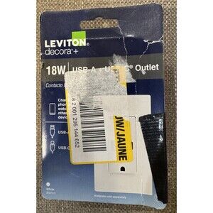 New Leviton Decora 18W USB-A + USB-C Outlet